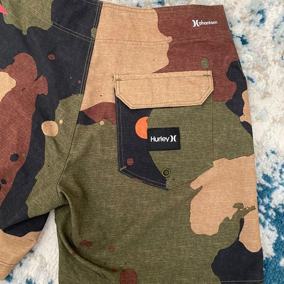 Hurley big boys Size 22 Phantom JJF5 Recruit 12” Boardshorts Camo Swim Dri-fit - Picture 5 of 8